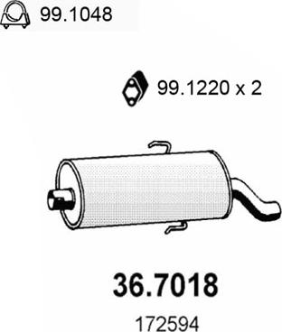 ASSO 36.7018 - Глушник вихлопних газів кінцевий autozip.com.ua