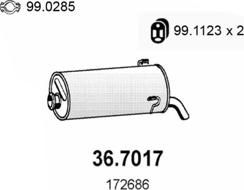 ASSO 36.7017 - Глушник вихлопних газів кінцевий autozip.com.ua