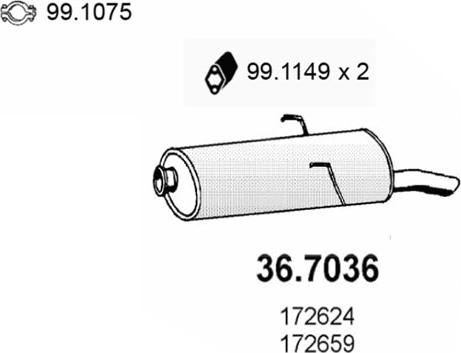 ASSO 36.7036 - Глушник вихлопних газів кінцевий autozip.com.ua