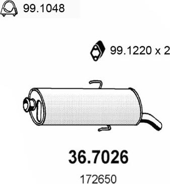 ASSO 36.7026 - Глушник вихлопних газів кінцевий autozip.com.ua