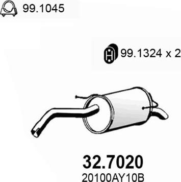 ASSO 32.7020 - Глушник вихлопних газів кінцевий autozip.com.ua