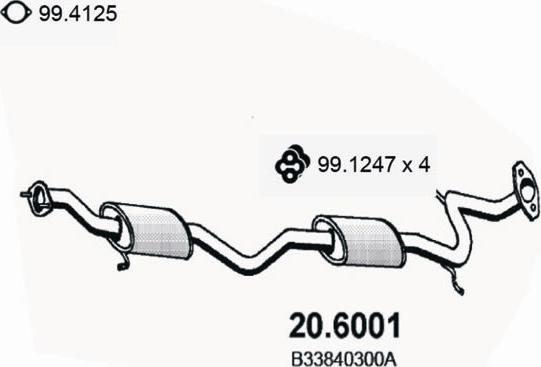 ASSO 20.6001 - Середній глушник вихлопних газів autozip.com.ua