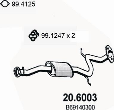 ASSO 20.6003 - Середній глушник вихлопних газів autozip.com.ua