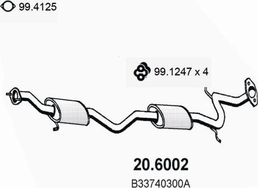 ASSO 20.6002 - Середній глушник вихлопних газів autozip.com.ua