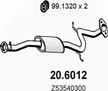 ASSO 20.6012 - Середній глушник вихлопних газів autozip.com.ua