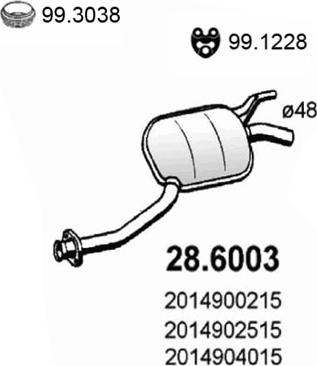 ASSO 28.6003 - Середній глушник вихлопних газів autozip.com.ua