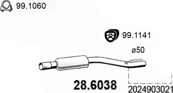 ASSO 28.6038 - Середній глушник вихлопних газів autozip.com.ua