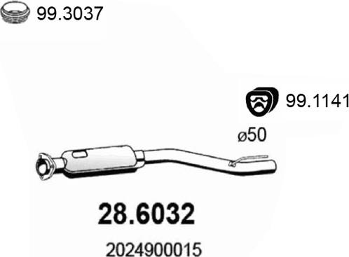 ASSO 28.6032 - Середній глушник вихлопних газів autozip.com.ua