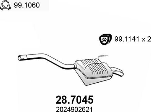 ASSO 28.7045 - Глушник вихлопних газів кінцевий autozip.com.ua