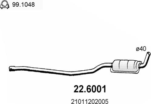 ASSO 22.6001 - Середній глушник вихлопних газів autozip.com.ua