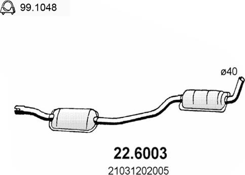 ASSO 22.6003 - Середній глушник вихлопних газів autozip.com.ua