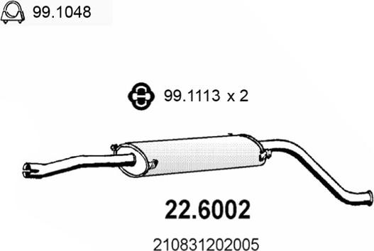 ASSO 22.6002 - Середній глушник вихлопних газів autozip.com.ua