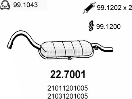 ASSO 22.7001 - Глушник вихлопних газів кінцевий autozip.com.ua