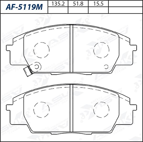 ASUKI AF-5119M - Гальмівні колодки, дискові гальма autozip.com.ua