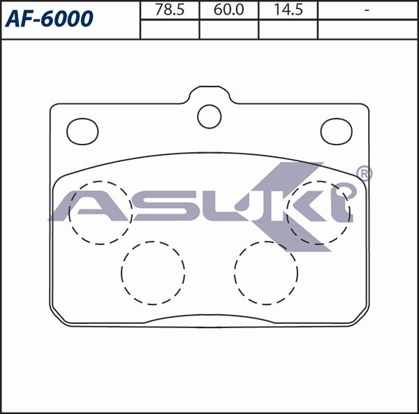 ASUKI AF-6000 - Гальмівні колодки, дискові гальма autozip.com.ua