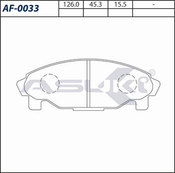 ASUKI AF-0033 - Гальмівні колодки, дискові гальма autozip.com.ua