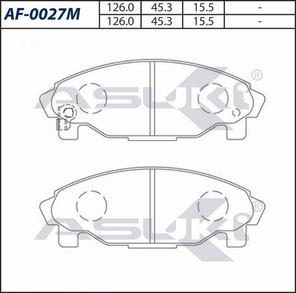 ASUKI AF-0027M - Гальмівні колодки, дискові гальма autozip.com.ua