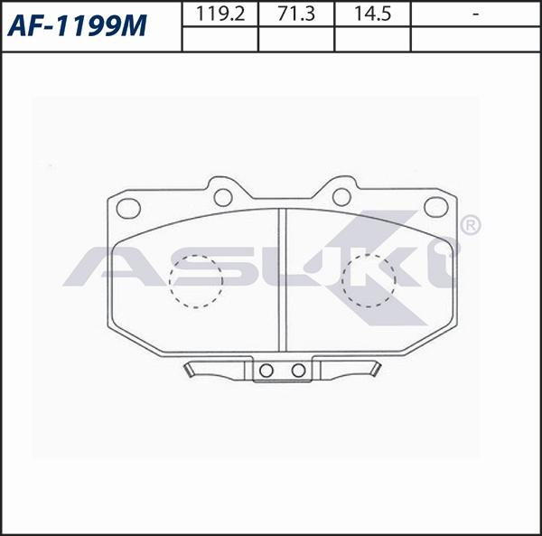 ASUKI AF-1199M - Гальмівні колодки, дискові гальма autozip.com.ua
