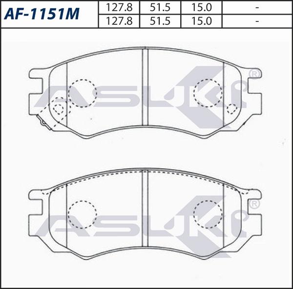ASUKI AF-1151M - Гальмівні колодки, дискові гальма autozip.com.ua