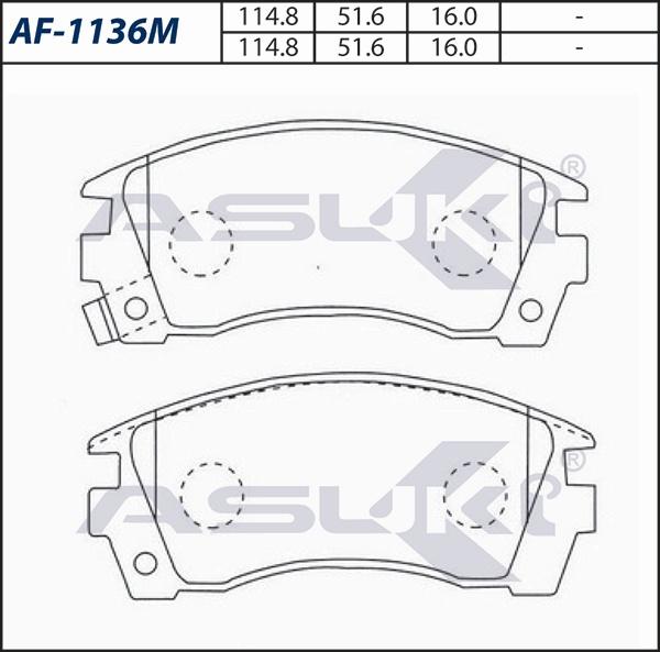 ASUKI AF-1136M - Гальмівні колодки, дискові гальма autozip.com.ua