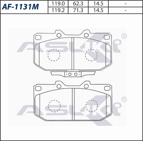 ASUKI AF-1131M - Гальмівні колодки, дискові гальма autozip.com.ua