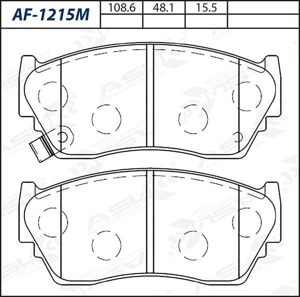 ASUKI AF-1215M - Гальмівні колодки, дискові гальма autozip.com.ua