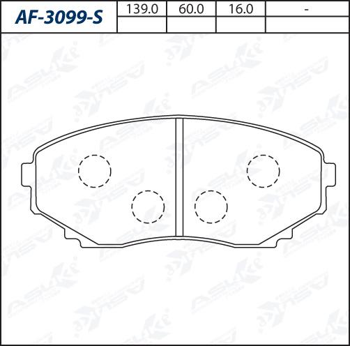 ASUKI AF-3099-S - Гальмівні колодки, дискові гальма autozip.com.ua