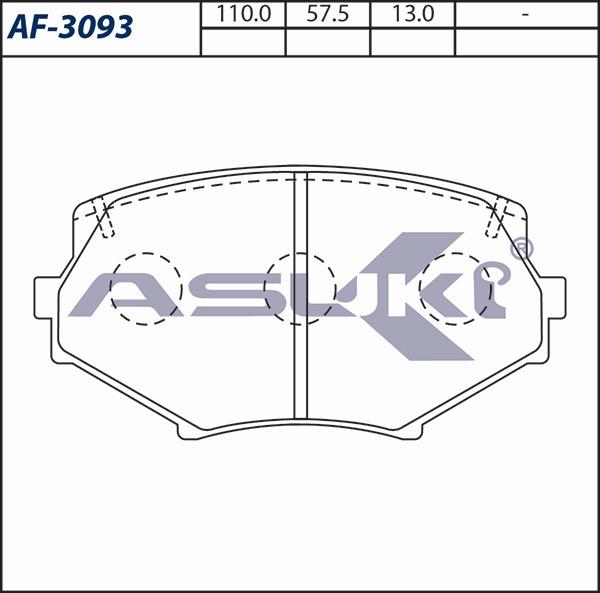 ASUKI AF-3093 - Гальмівні колодки, дискові гальма autozip.com.ua