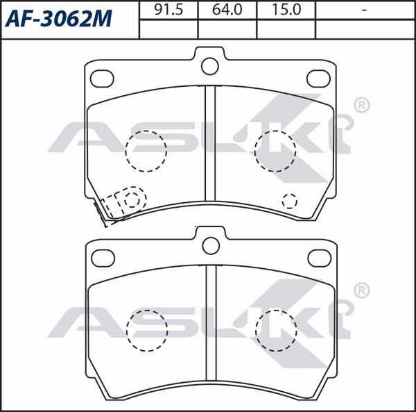 ASUKI AF-3062M - Гальмівні колодки, дискові гальма autozip.com.ua