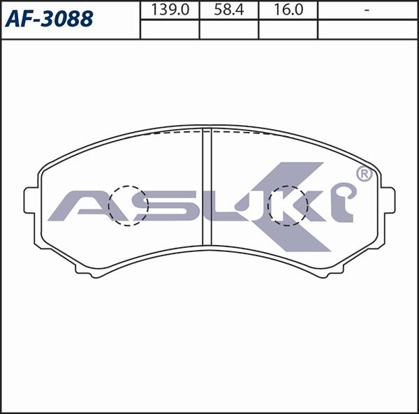 ASUKI AF-3088 - Гальмівні колодки, дискові гальма autozip.com.ua