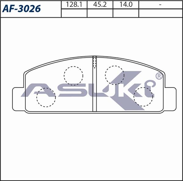 ASUKI AF-3026 - Гальмівні колодки, дискові гальма autozip.com.ua