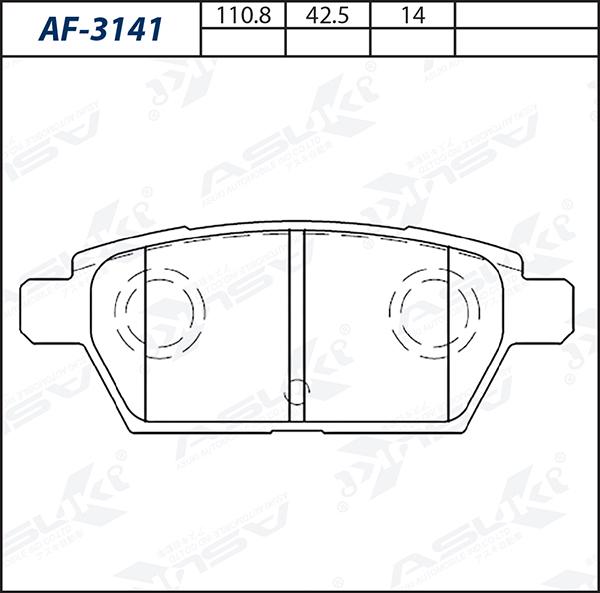 ASUKI AF-3141 - Гальмівні колодки, дискові гальма autozip.com.ua