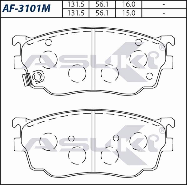 ASUKI AF-3101M - Гальмівні колодки, дискові гальма autozip.com.ua