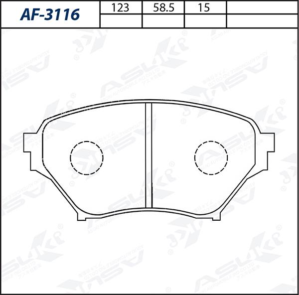 ASUKI AF-3116 - Гальмівні колодки, дискові гальма autozip.com.ua