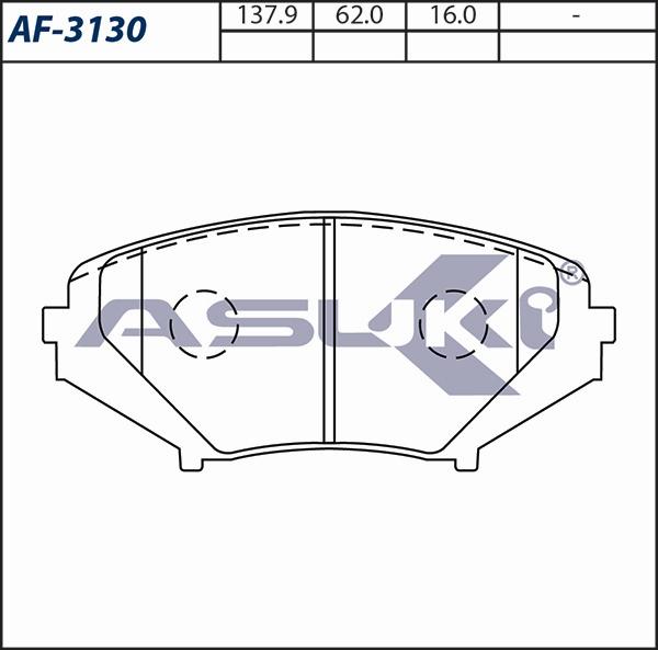 ASUKI AF-3130 - Гальмівні колодки, дискові гальма autozip.com.ua