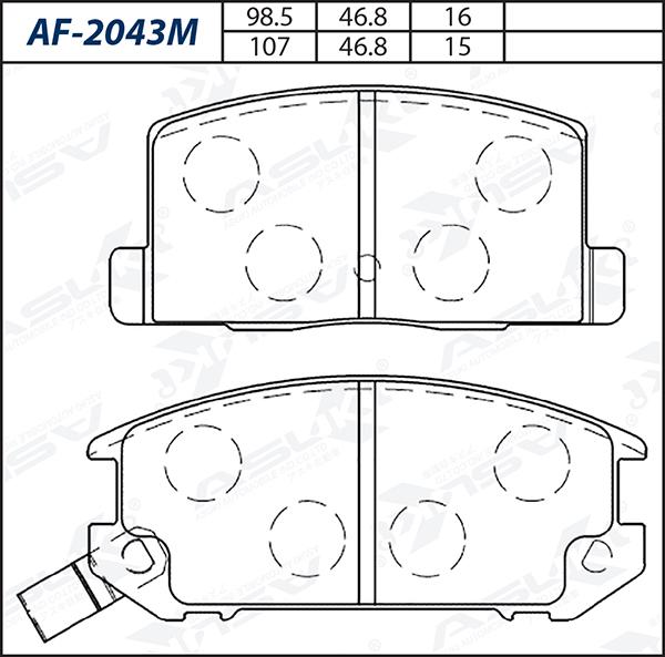 ASUKI AF-2043M - Гальмівні колодки, дискові гальма autozip.com.ua
