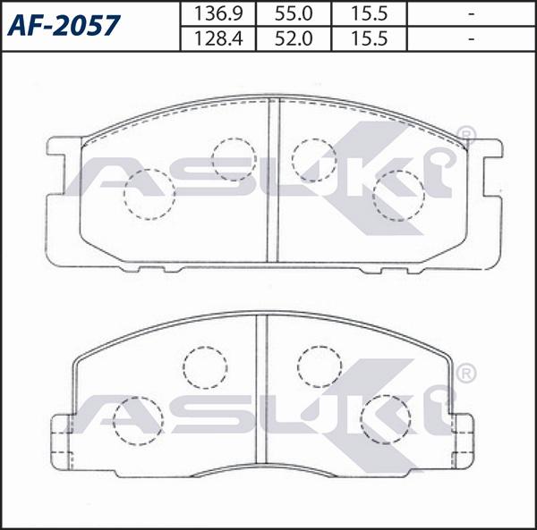 ASUKI AF-2057 - Гальмівні колодки, дискові гальма autozip.com.ua