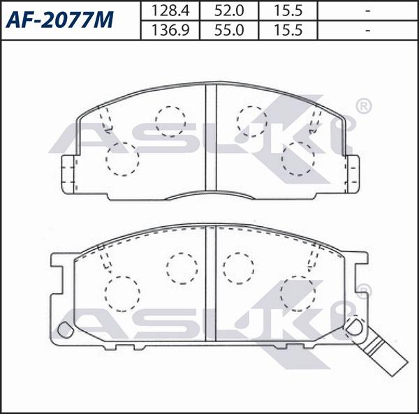ASUKI AF-2077M - Гальмівні колодки, дискові гальма autozip.com.ua