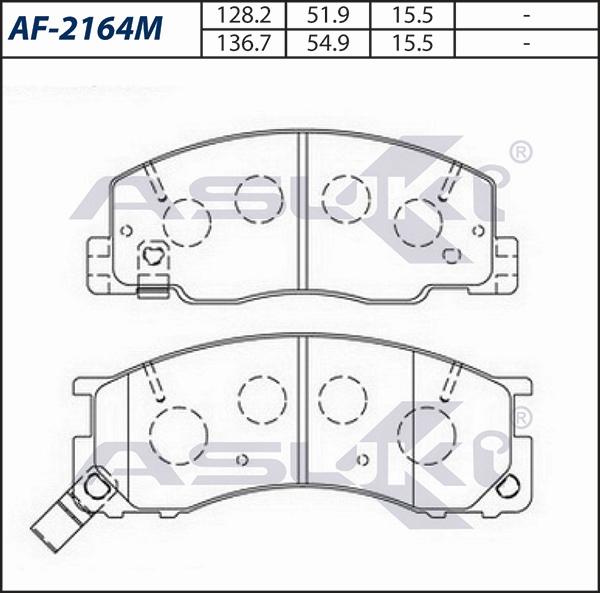 ASUKI AF-2164M - Гальмівні колодки, дискові гальма autozip.com.ua