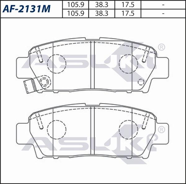 ASUKI AF-2131M - Гальмівні колодки, дискові гальма autozip.com.ua