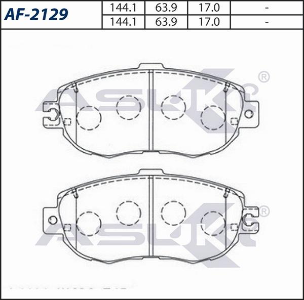 ASUKI AF-2129 - Гальмівні колодки, дискові гальма autozip.com.ua