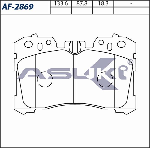 ASUKI AF-2869 - Гальмівні колодки, дискові гальма autozip.com.ua