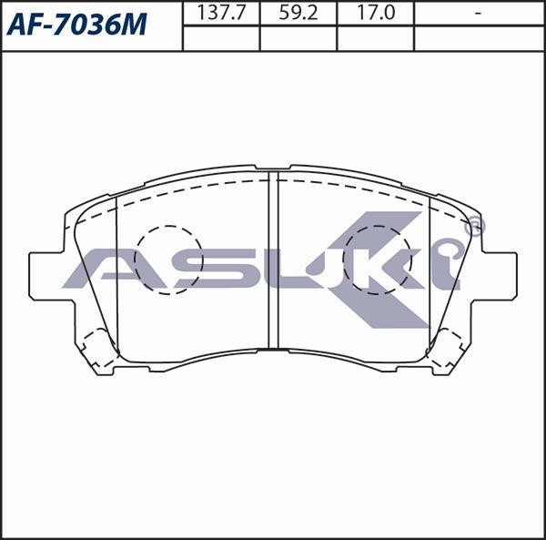 ASUKI AF-7036M - Гальмівні колодки, дискові гальма autozip.com.ua