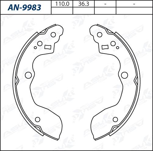 ASUKI AN-9983 - Комплект гальм, барабанний механізм autozip.com.ua