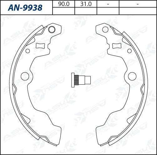 ASUKI AN-9938 - Комплект гальм, барабанний механізм autozip.com.ua