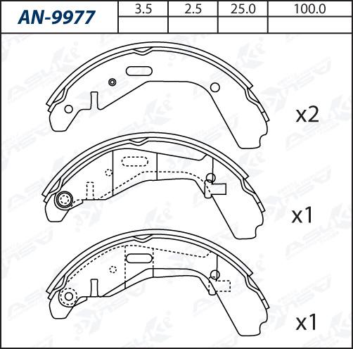 ASUKI AN-9977 - Комплект гальм, барабанний механізм autozip.com.ua