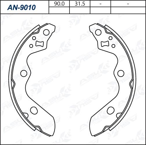 ASUKI AN-9010 - Комплект гальм, барабанний механізм autozip.com.ua