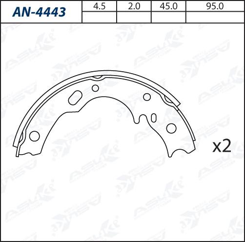 ASUKI AN-4443 - Комплект гальм, барабанний механізм autozip.com.ua