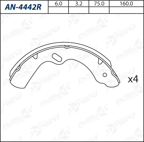 ASUKI AN-4442R - Комплект гальм, барабанний механізм autozip.com.ua