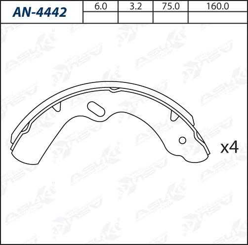 ASUKI AN-4442 - Комплект гальм, барабанний механізм autozip.com.ua